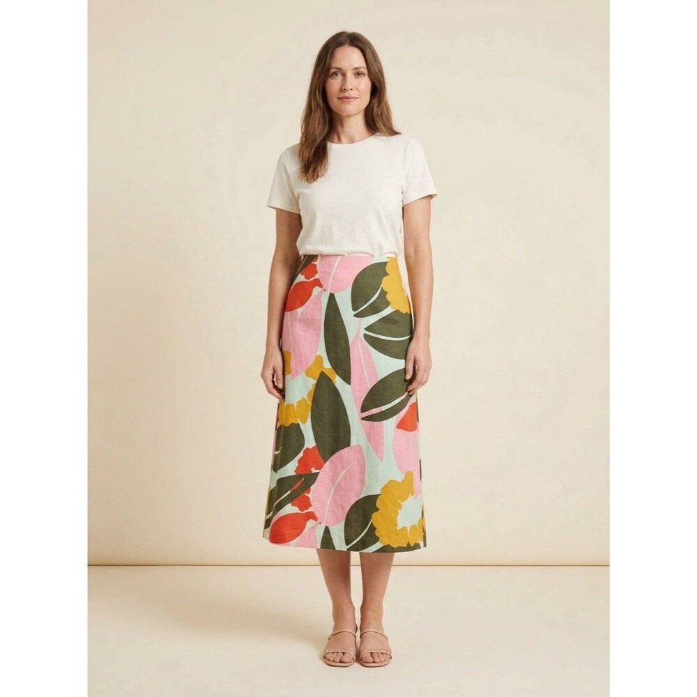 Boden Women’s A-Line Midi Skirt Size 6R Multicolor Floral With Pockets